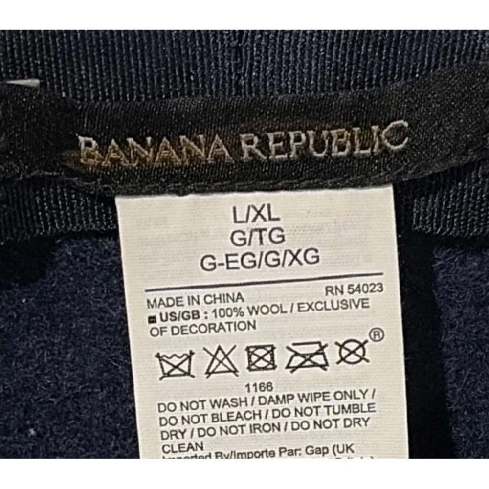 Banana Republic Navy Blue 100% Wool Wide Brim Fedora Hat  L/XL
